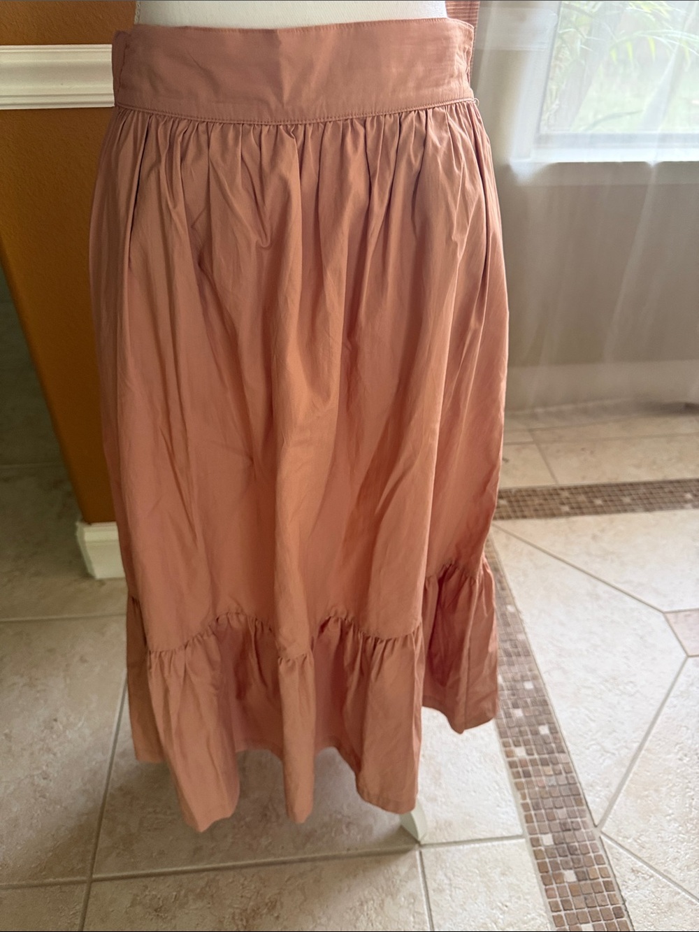 a new day Tiered Midi Skirt in Dusty Rose Pink